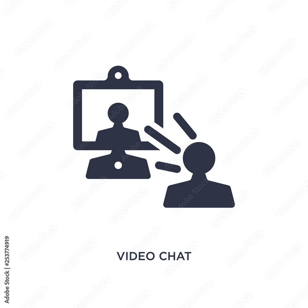 video chat icon on white background. Simple element illustration from communication concept. video chat icon on white background. Simple element illustration from communication concept.