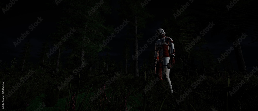 Obraz premium Extremely detailed and realistic high resolution 3d illustration of an Earth Like Exoplanet Landscape in Outer Space