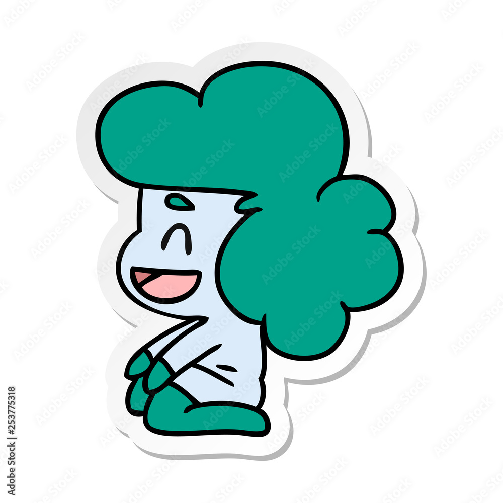 sticker cartoon of a kawaii alien girl sticker cartoon of a kawaii alien girl