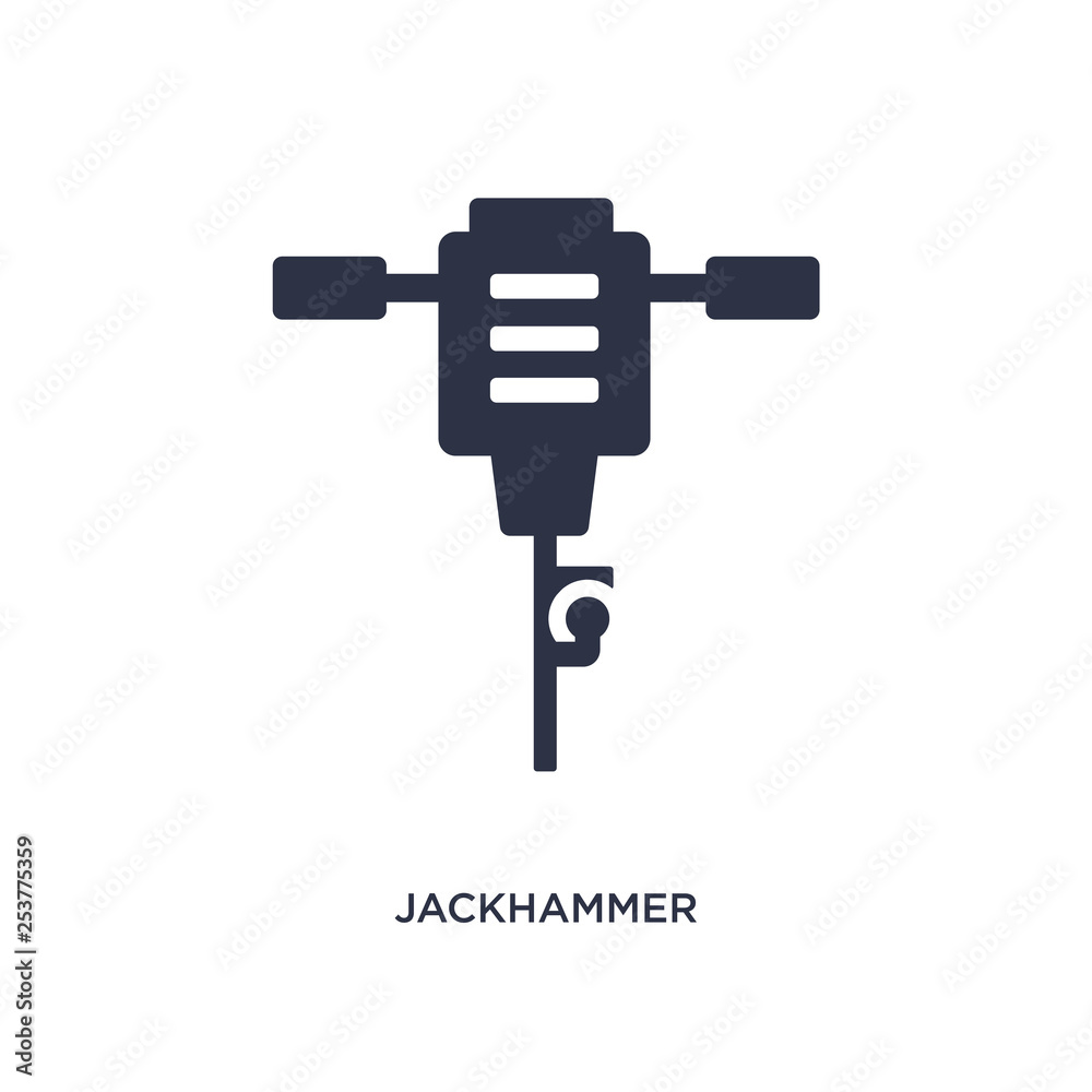 jackhammer icon on white background. Simple element illustration from construction tools concept.