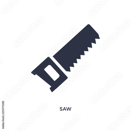 saw icon on white background. Simple element illustration from construction tools concept.