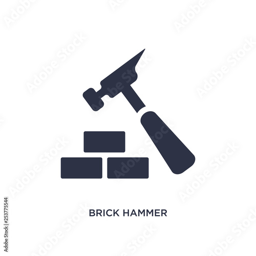 brick hammer icon on white background. Simple element illustration from construction concept.
