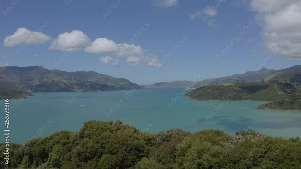 view from the onawe track in New Zealand, aerial view over an amazing ocean bay in akaroa New Zealand, view from the onawe track in New Zealand, aerial view over an amazing ocean bay in akaroa New Zealand,