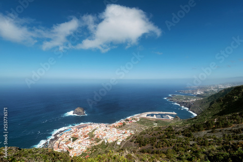 Aerial view of beautiful touristic village of Garachico, in north Tenerife island .