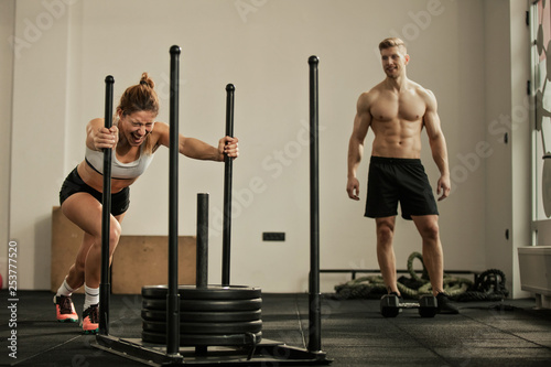 Athletic woman making effor...