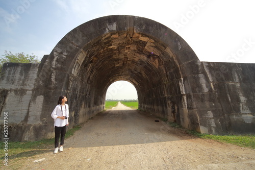 woman traveling to Ho citadel in Thanh Hoa, Vietnam © kunio