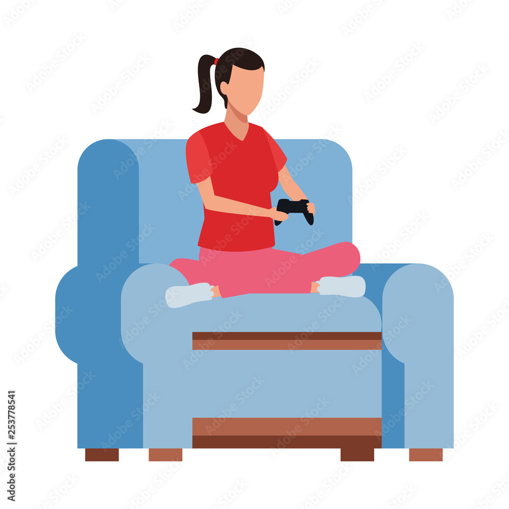 faceless woman playing videogames faceless woman playing videogames