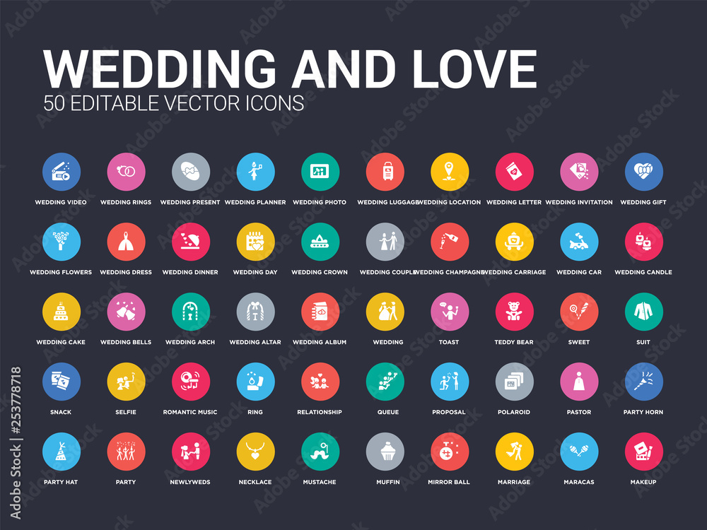Φωτογραφία 50 wedding and love set icons such as makeup, maracas, marriage, mirror ball, muffin, mustache, necklace, newlyweds, party