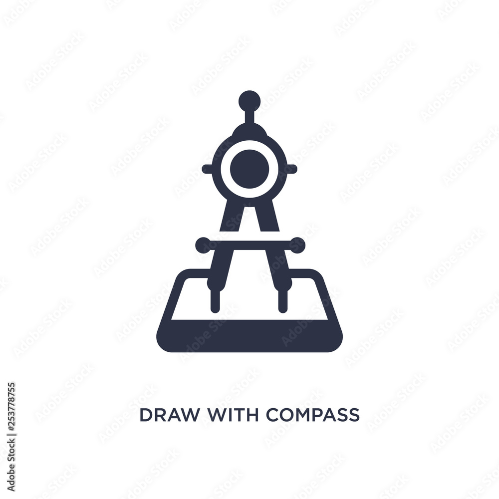 draw with compass icon on white background. Simple element illustration from education concept. draw with compass icon on white background. Simple element illustration from education concept.