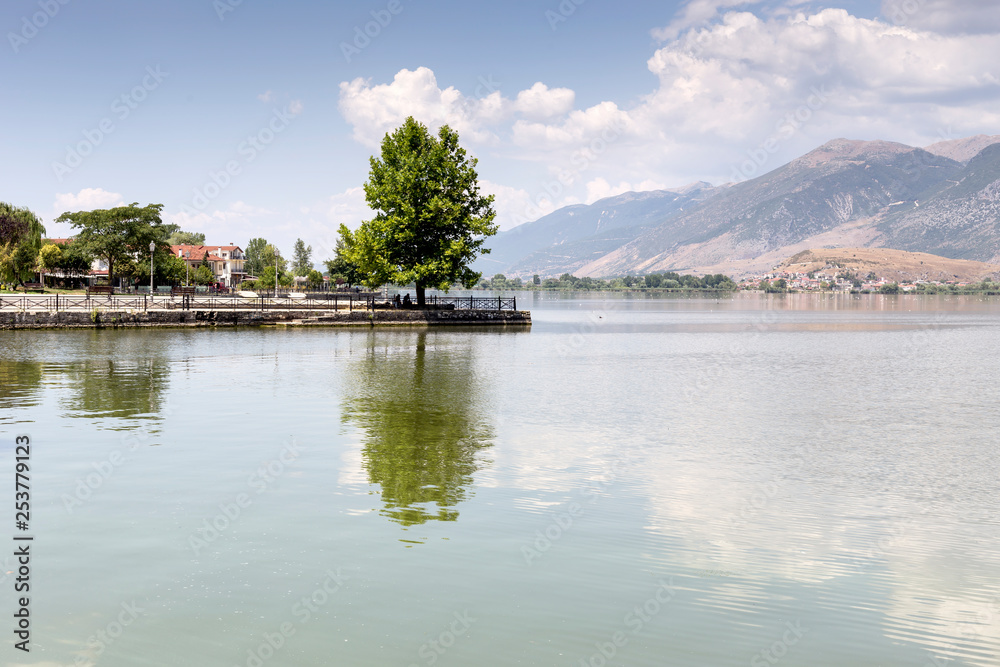 View of the lake Pamvotis on a cloudy, summery day (Epirus region, Greece)