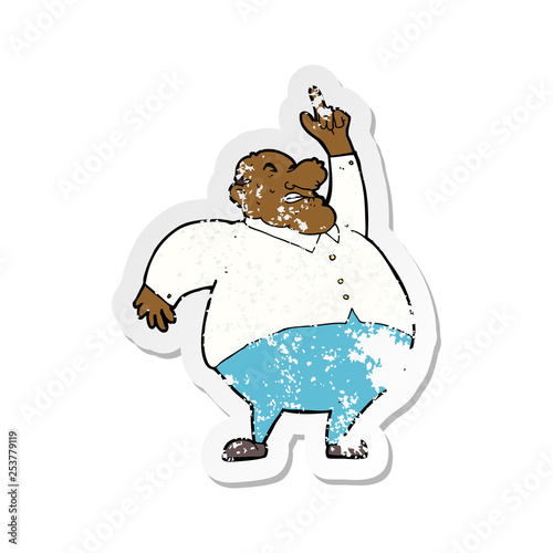 retro distressed sticker of a cartoon big fat boss