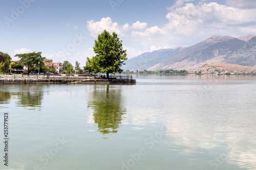 View of the lake Pamvotis on a cloudy, summery day (Epirus region, Greece)