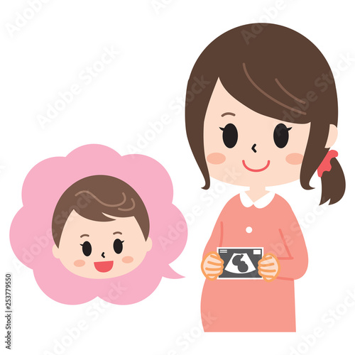 Pregnant woman with echo picture