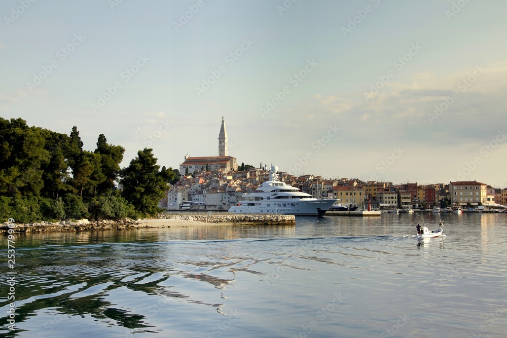 rovinj, Croatia, city, yacht, sea, town, rovinj, water, old, architecture, boat, panorama, istria, view, church, building, landscape, port, tower, 