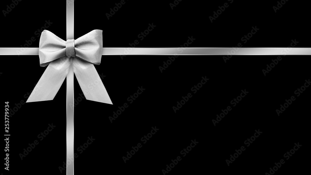 Elegant Black Gift Card with Silver Present Wrap and Ribbon Elegant Black Gift Card with Silver Present Wrap and Ribbon