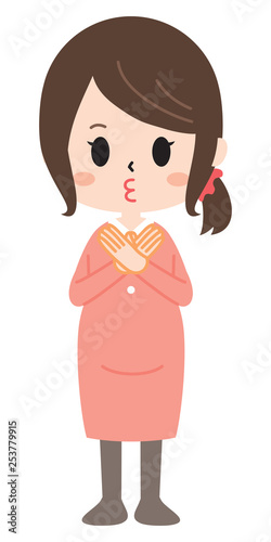 Pregnant woman posing as a cross