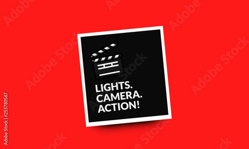 Lights Camera Action Movie Quote Poster with Clapperboard