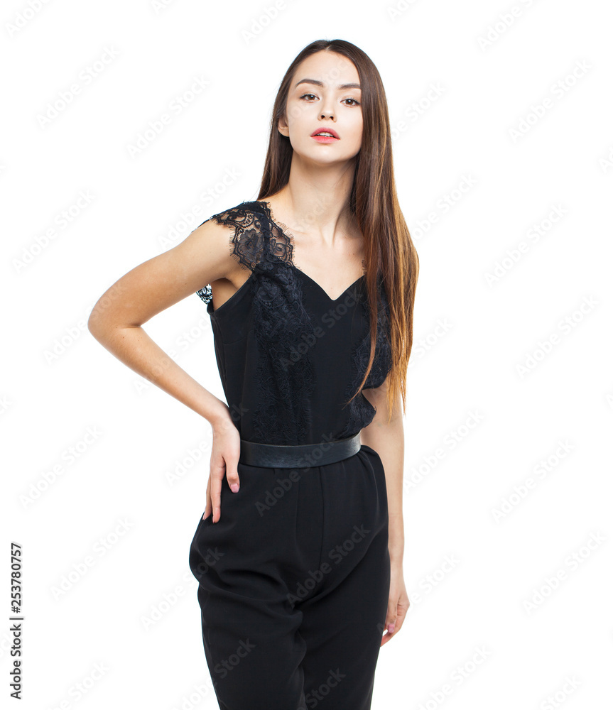 Beautiful brunette woman in black dress Beautiful brunette woman in black dress
