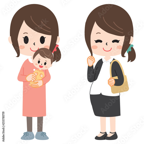 A housewife working while pregnant with a parenting woman