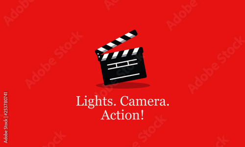 Lights Camera Action Movie Quote Poster with Clapperboard