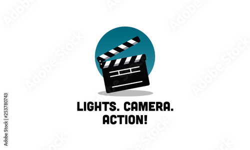 Lights Camera Action Movie Quote Poster with Clapperboard
