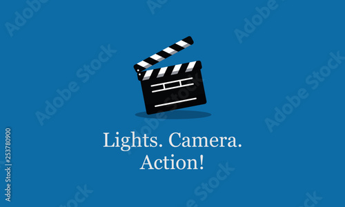 Lights Camera Action Movie Quote Poster with Clapperboard