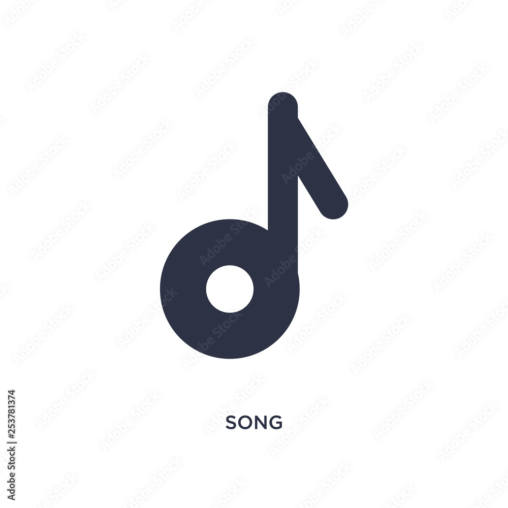 song icon on white background. Simple element illustration from literature concept. song icon on white background. Simple element illustration from literature concept.