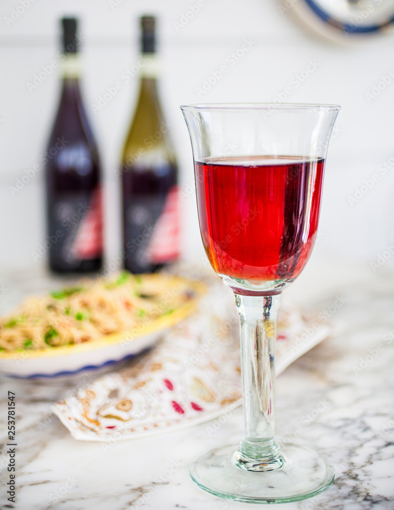Naklejka premium Red Wine with wine bottle