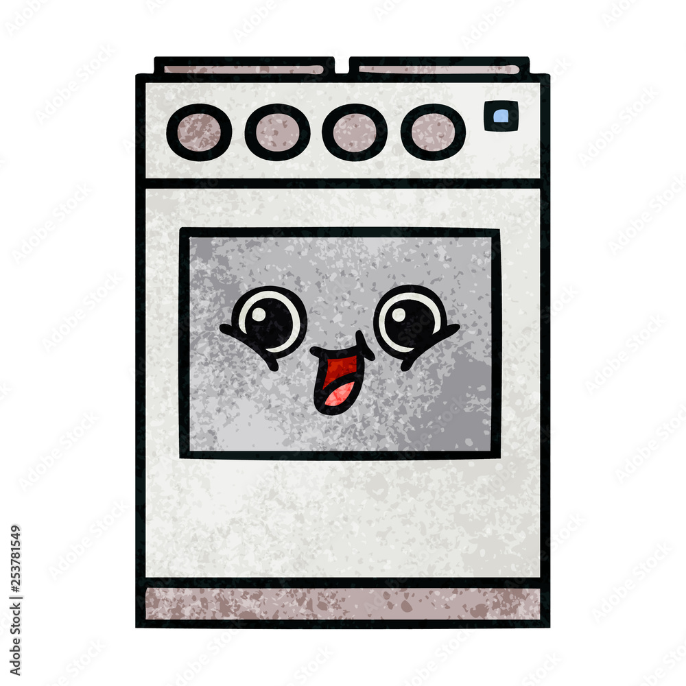 retro grunge texture cartoon kitchen oven retro grunge texture cartoon kitchen oven