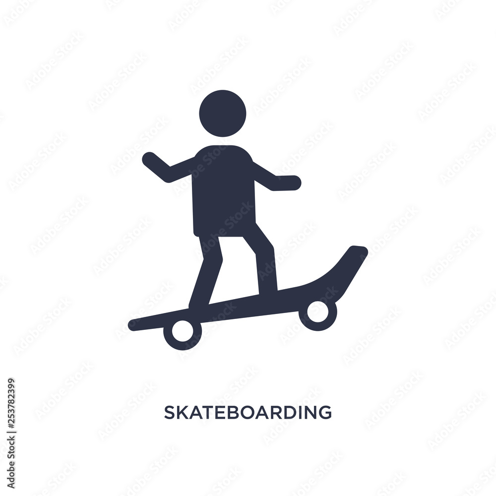 Fototapeta premium skateboarding icon on white background. Simple element illustration from free time concept.