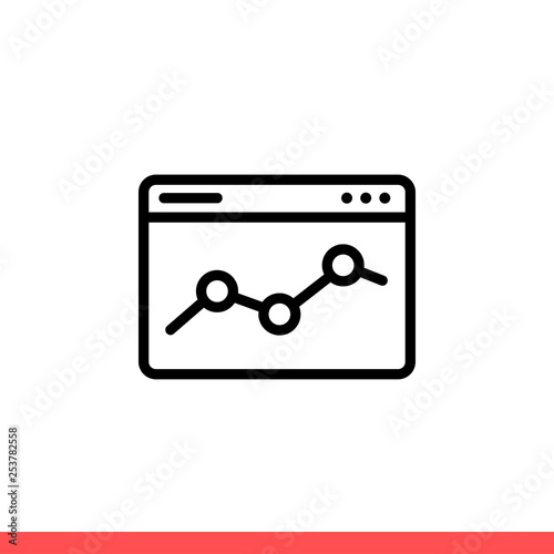 Analytics vector icon, adwords symbol. Simple, flat design for web or mobile app