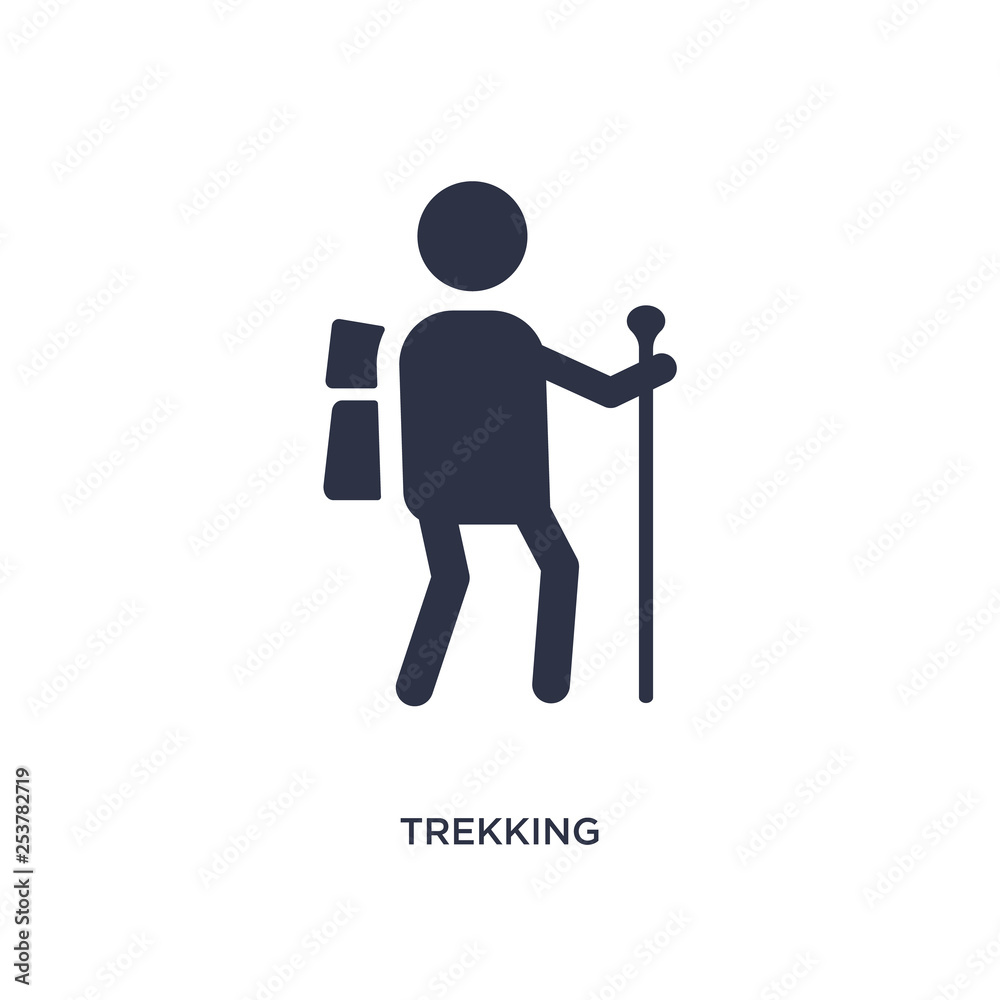 trekking icon on white background. Simple element illustration from hobbies concept. trekking icon on white background. Simple element illustration from hobbies concept.