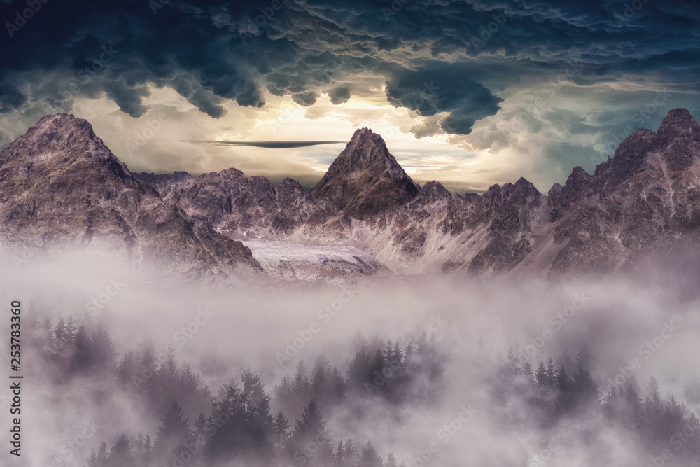 Obraz premium Mountain Landscape with fog