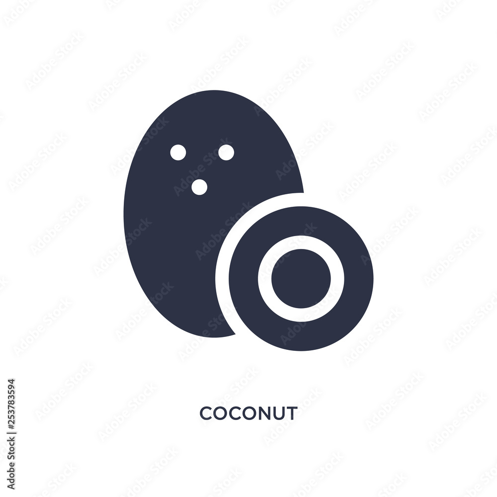 Plakat coconut icon on white background. Simple element illustration from fruits concept.