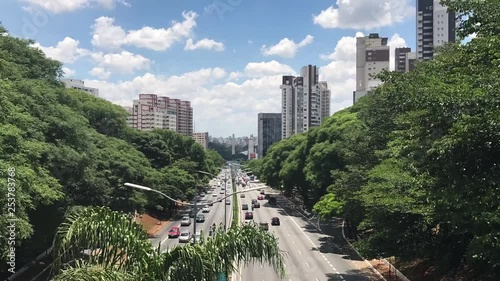 Time lapse of  cars traffic in 23 Maio avenue in sao paulo city. photo