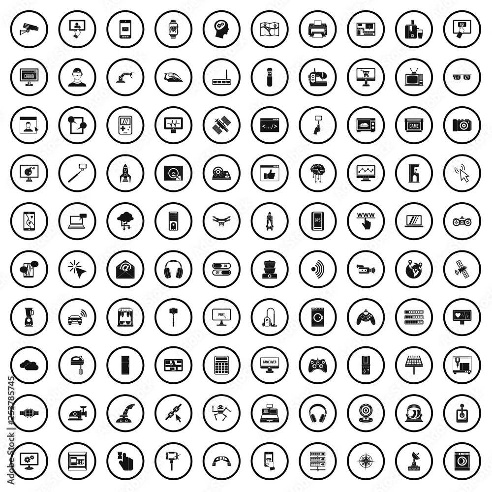 100 software icons set in simple style for any design vector illustration