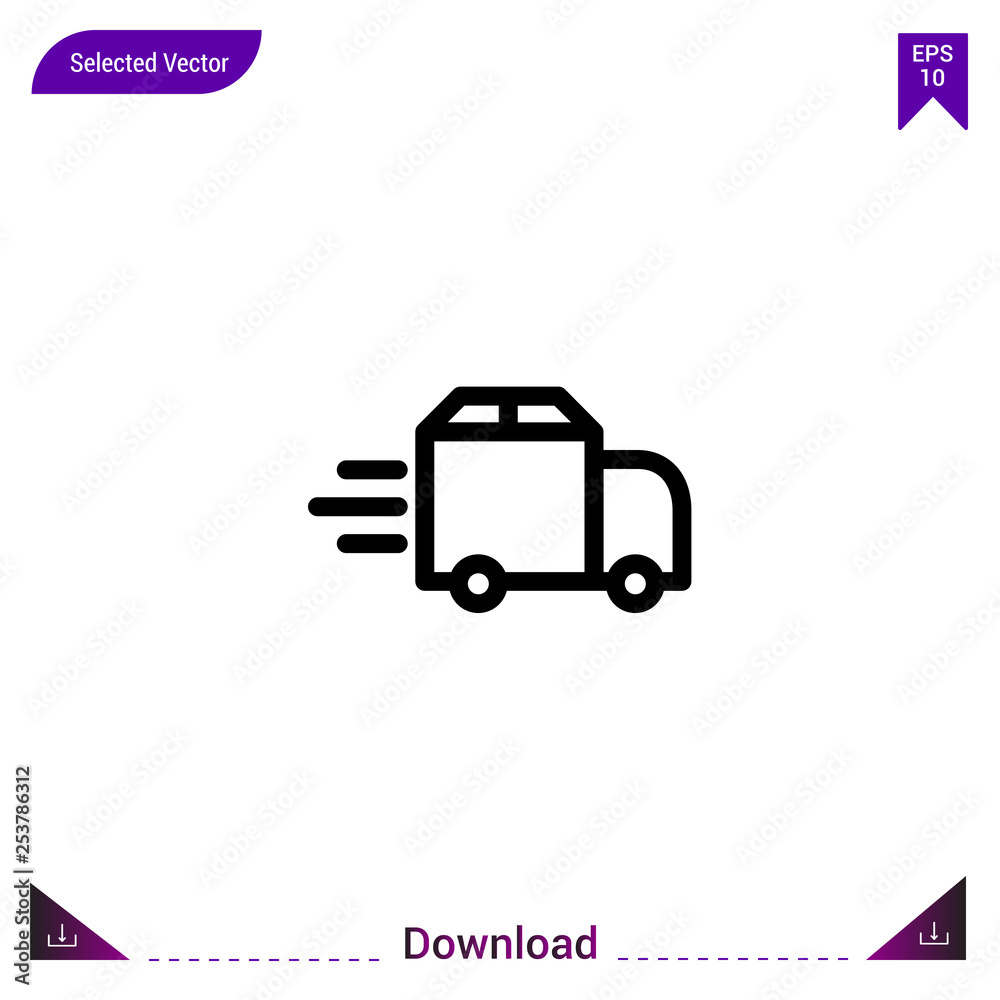 Outline truck icon isolated on white background. Line pictogram. mobile application, logo, user interface. Editable stroke. EPS10 format vector Outline truck icon isolated on white background. Line pictogram. mobile application, logo, user interface. Editable stroke. EPS10 format vector