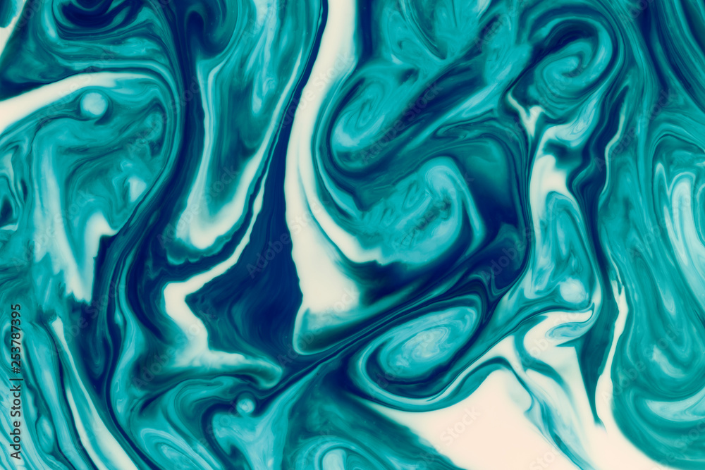 Obraz premium Cyan liquid ink swirl abstract background
