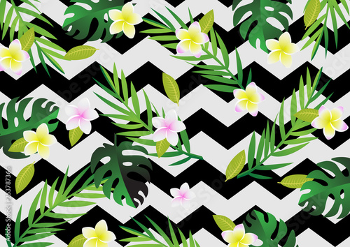 paper art with seamless of tropical and summer pattern background vintage design vector