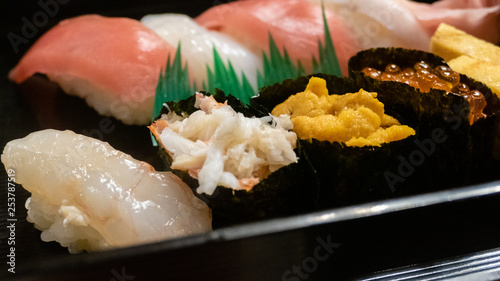 Sashimi and nori-wrap sushi platter