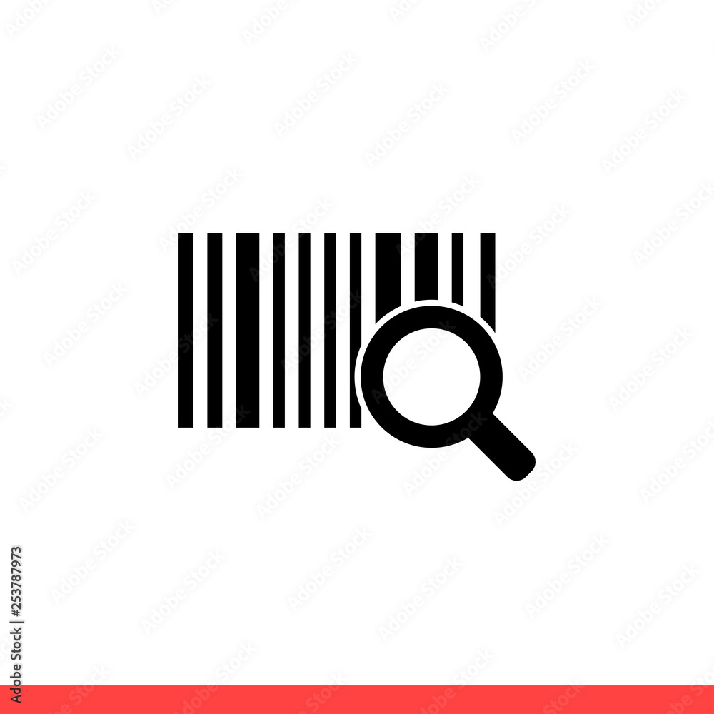 Search barcode vector icon, product label symbol. Simple, flat design for web or mobile app Search barcode vector icon, product label symbol. Simple, flat design for web or mobile app