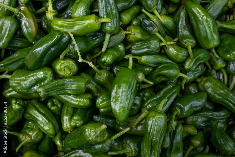 green peppers on display at the market green peppers on display at the market