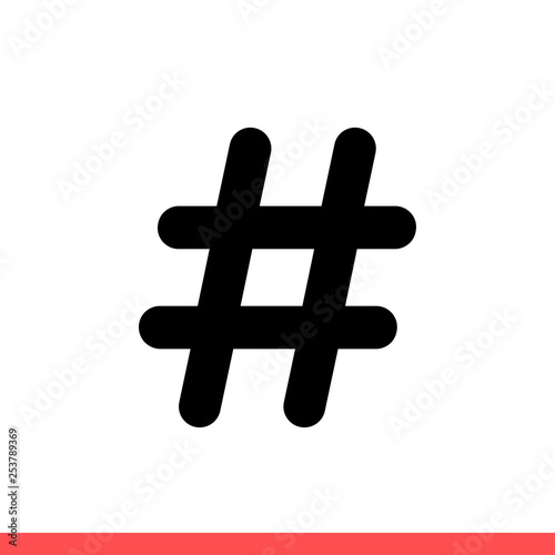 Hashtag vector icon, topic symbol. Simple, flat design for web or mobile app