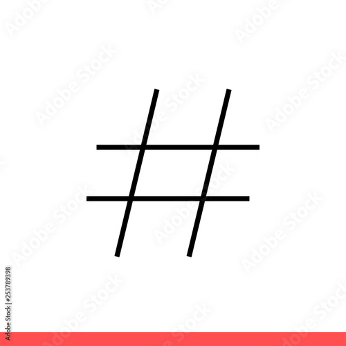 Hashtag vector icon, topic symbol. Simple, flat design for web or mobile app