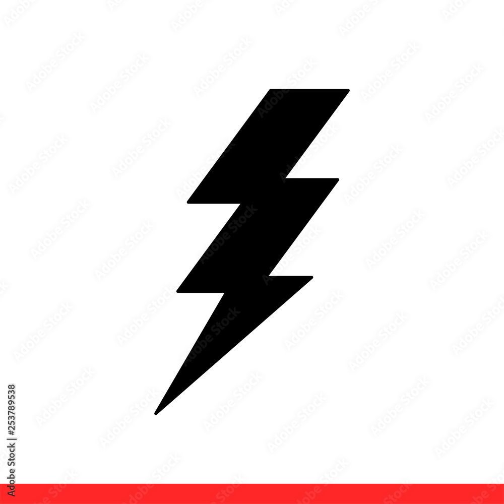 Lightning vector icon, thunder symbol. Simple, flat design for web or mobile app Lightning vector icon, thunder symbol. Simple, flat design for web or mobile app