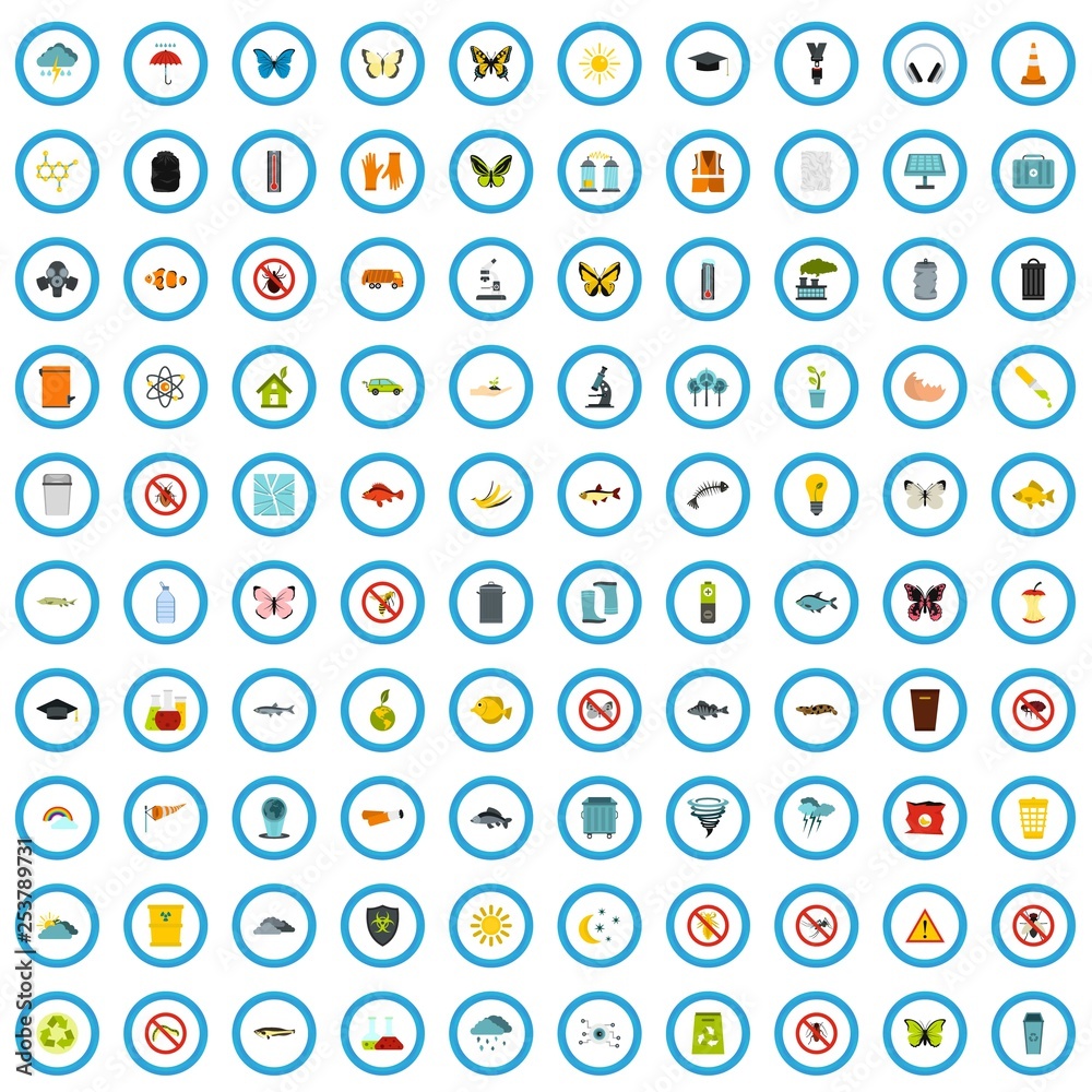 100 ecology exploration icons set in flat style for any design vector illustration 100 ecology exploration icons set in flat style for any design vector illustration