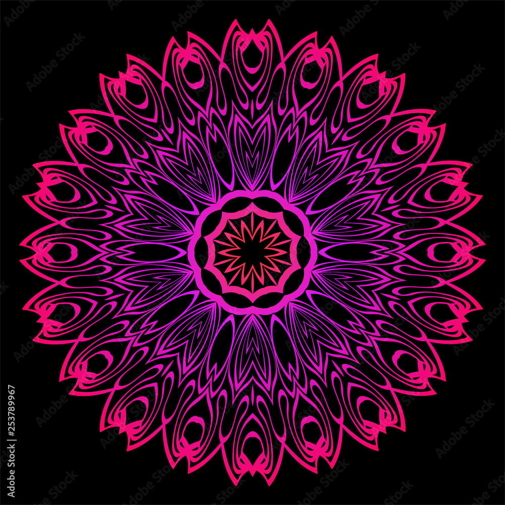 Modern Decorative Cicle Shapes. Floral Mandala. Vector Illustration. Black, red purple color Modern Decorative Cicle Shapes. Floral Mandala. Vector Illustration. Black, red purple color