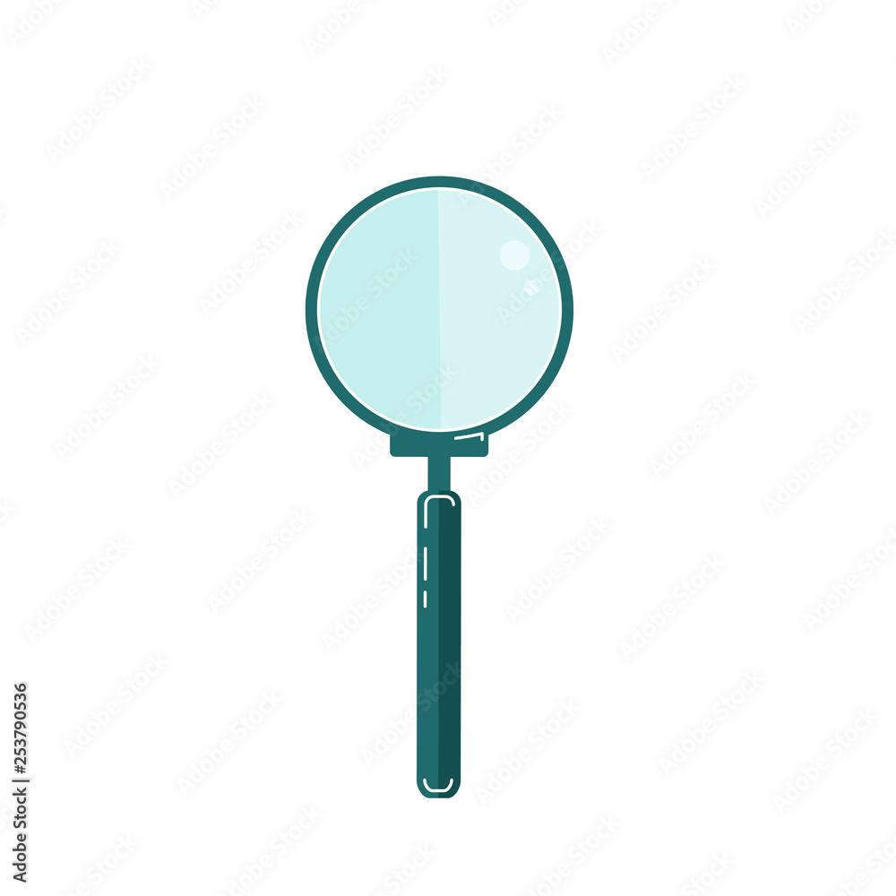 Magnifier glass icon isolated on white background. Flat style vector illustration. Magnifier glass icon isolated on white background. Flat style vector illustration.