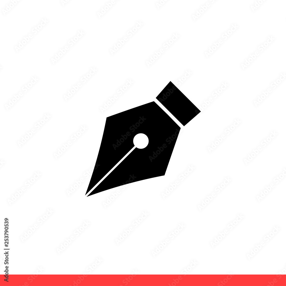Pen tool vector icon, nib symbol. Simple, flat design for web or mobile app Pen tool vector icon, nib symbol. Simple, flat design for web or mobile app