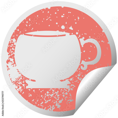 quirky distressed circular peeling sticker symbol mug